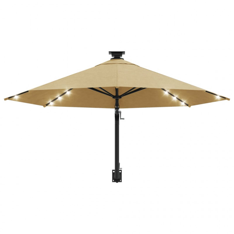 Parasol ogrodowy z LED, ścienny, 300 cm, taupe