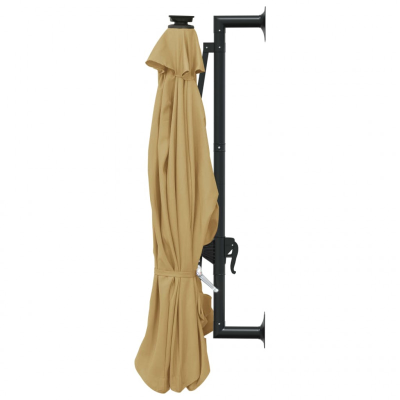 Parasol ogrodowy z LED, ścienny, 300 cm, taupe