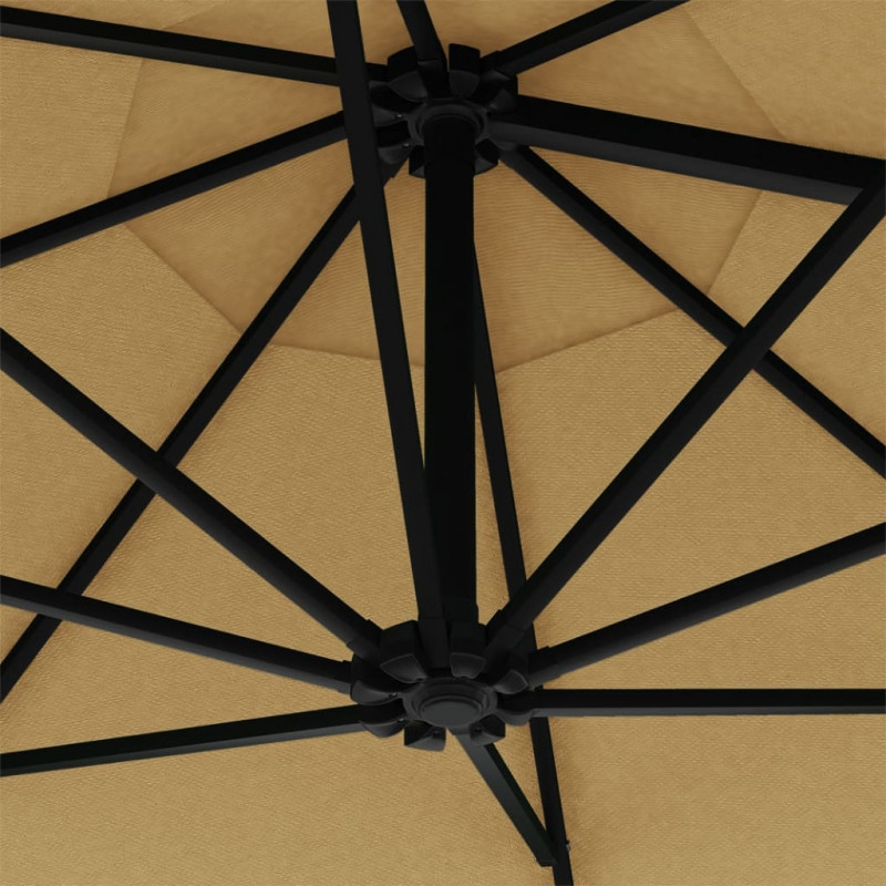 Parasol ogrodowy z LED, ścienny, 300 cm, taupe