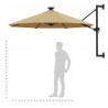 Parasol ogrodowy z LED, ścienny, 300 cm, taupe