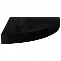 Narożne półki ścienne, 4 szt., połysk, czarne, 25x25x3,8cm, MDF