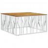 Stolik kawowy, srebrny, stal nierdzewna i lite drewno akacjowe