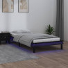 Rama łóżka z LED, czarna, 100x200 cm, lite drewno