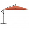 Parasol ogrodowy z LED, wiszący, terakota, 350 cm