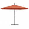 Parasol ogrodowy z LED, wiszący, terakota, 350 cm