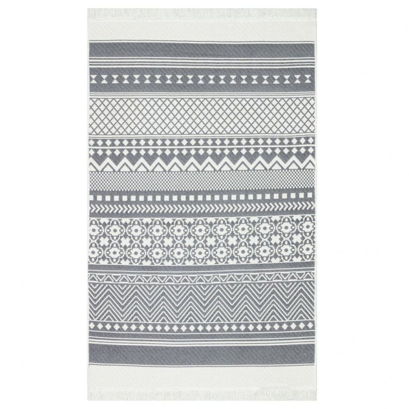 Dywan, szaro-biały, 120x180 cm, bawełniany