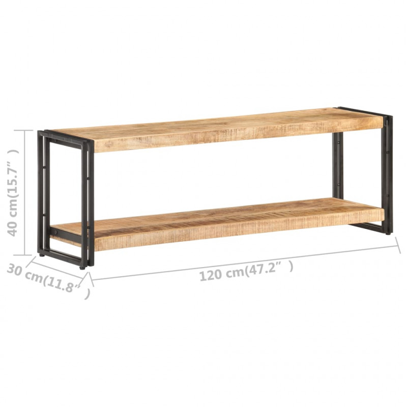Szafka pod TV, 120x30x40 cm, surowe drewno mango
