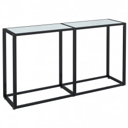 Konsola, biały marmur, 140x35x75,5 cm, szkło hartowane