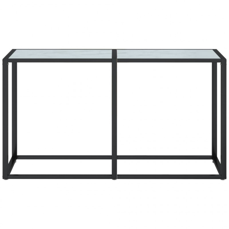 Konsola, biały marmur, 140x35x75,5 cm, szkło hartowane