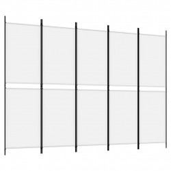 Parawan 5-panelowy, biały, 250 x 180 cm, tkanina