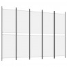 Parawan 5-panelowy, biały, 250 x 180 cm, tkanina