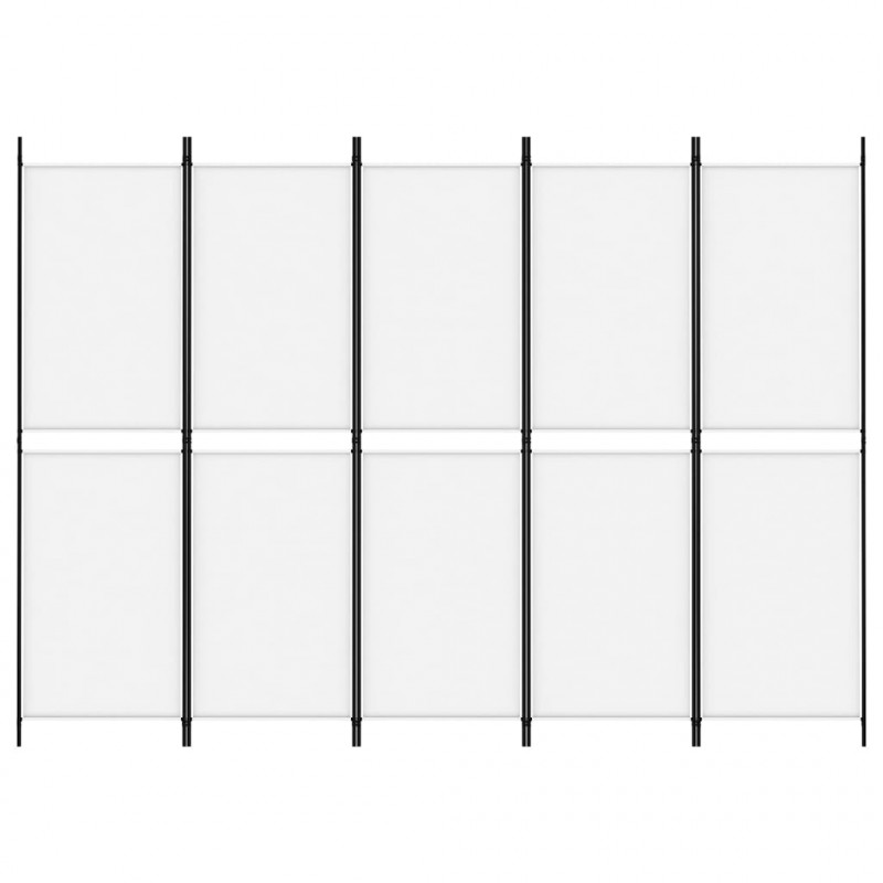 Parawan 5-panelowy, biały, 250 x 180 cm, tkanina