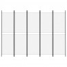 Parawan 5-panelowy, biały, 250 x 180 cm, tkanina