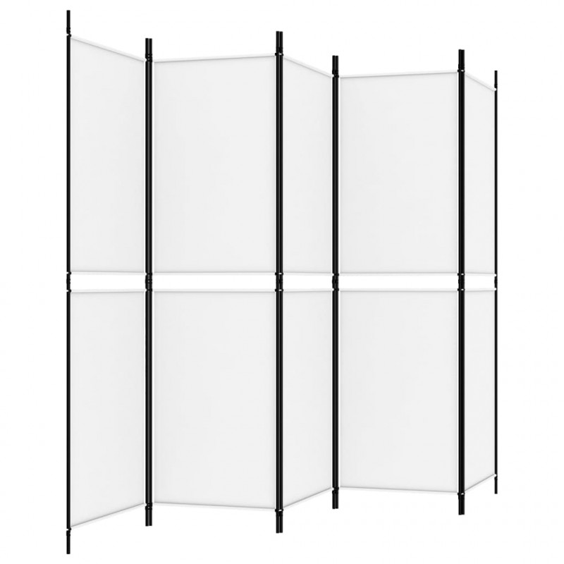 Parawan 5-panelowy, biały, 250 x 180 cm, tkanina