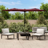 Podwójny parasol ogrodowy z LED, bordowy, 316x240 cm