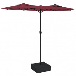 Podwójny parasol ogrodowy z LED, bordowy, 316x240 cm