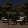 Podwójny parasol ogrodowy z LED, bordowy, 316x240 cm