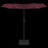 Podwójny parasol ogrodowy z LED, bordowy, 316x240 cm