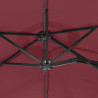 Podwójny parasol ogrodowy z LED, bordowy, 316x240 cm