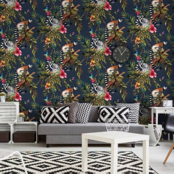 DUTCH WALLCOVERINGS Tapeta z motywem lemurów, głęboki morski