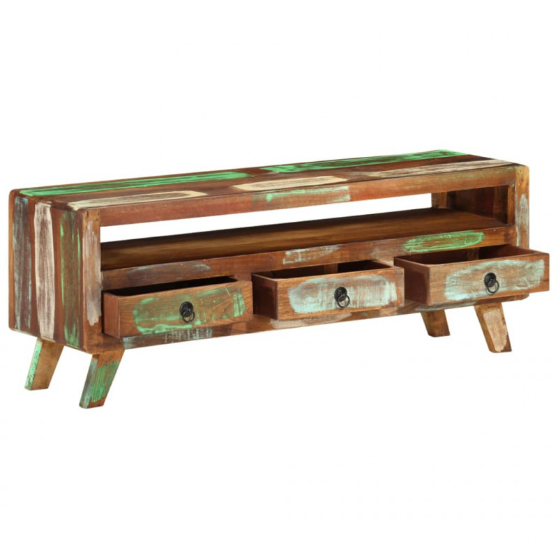 Szafka pod telewizor, kolorowa, 110x30x40 cm, drewno z odzysku