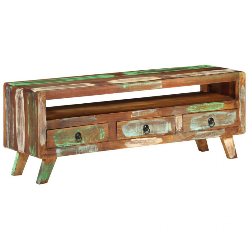 Szafka pod telewizor, kolorowa, 110x30x40 cm, drewno z odzysku