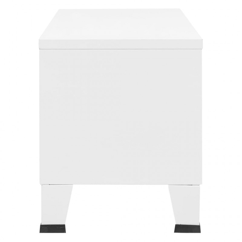Industrialna szafka pod TV, biała, 105x35x42 cm, metalowa