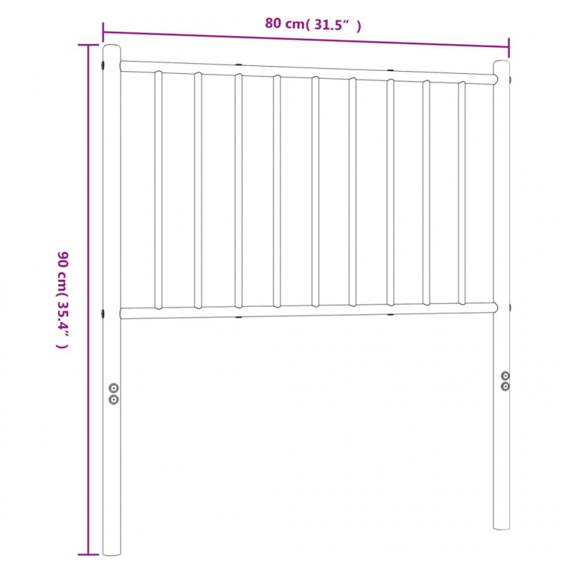 Metalowe wezgłowie, czarne, 75 cm