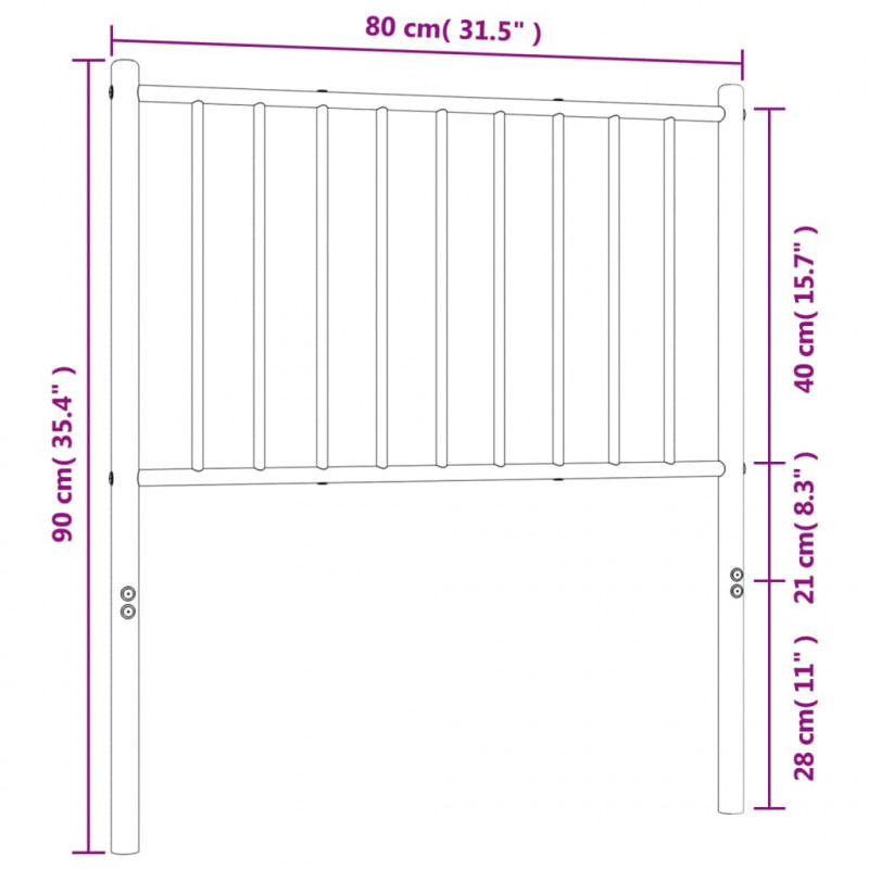 Metalowe wezgłowie, białe, 75 cm
