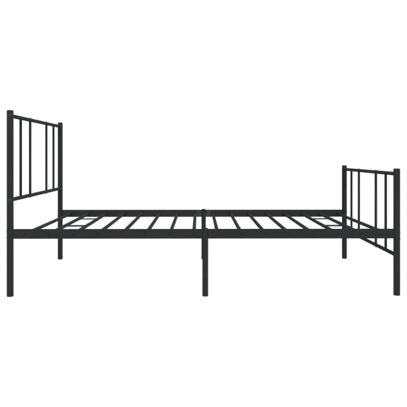 Metalowa rama łóżka z wezgłowiem i zanóżkiem, czarna, 75x190 cm