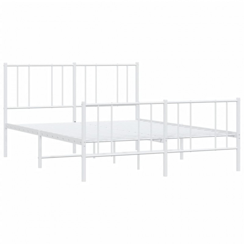 Metalowa rama łóżka z wezgłowiem i zanóżkiem, biała, 120x190 cm