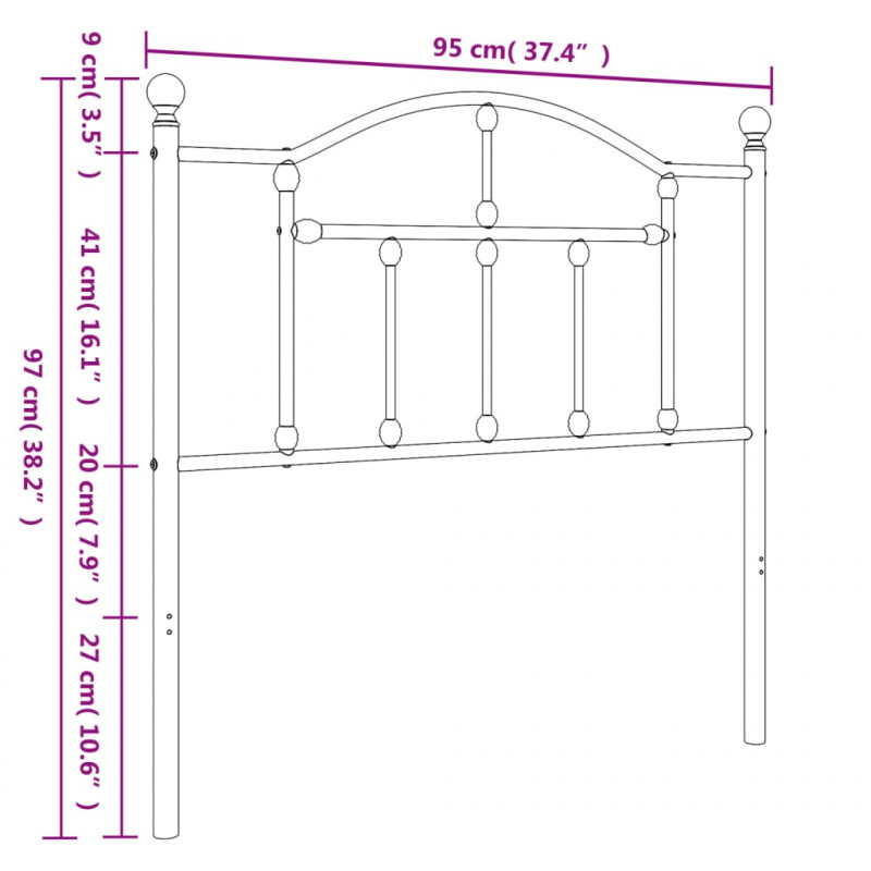 Metalowe wezgłowie, białe, 90 cm