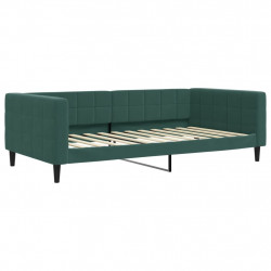 Sofa z funkcją spania, ciemnozielona, 100x200 cm, aksamitna