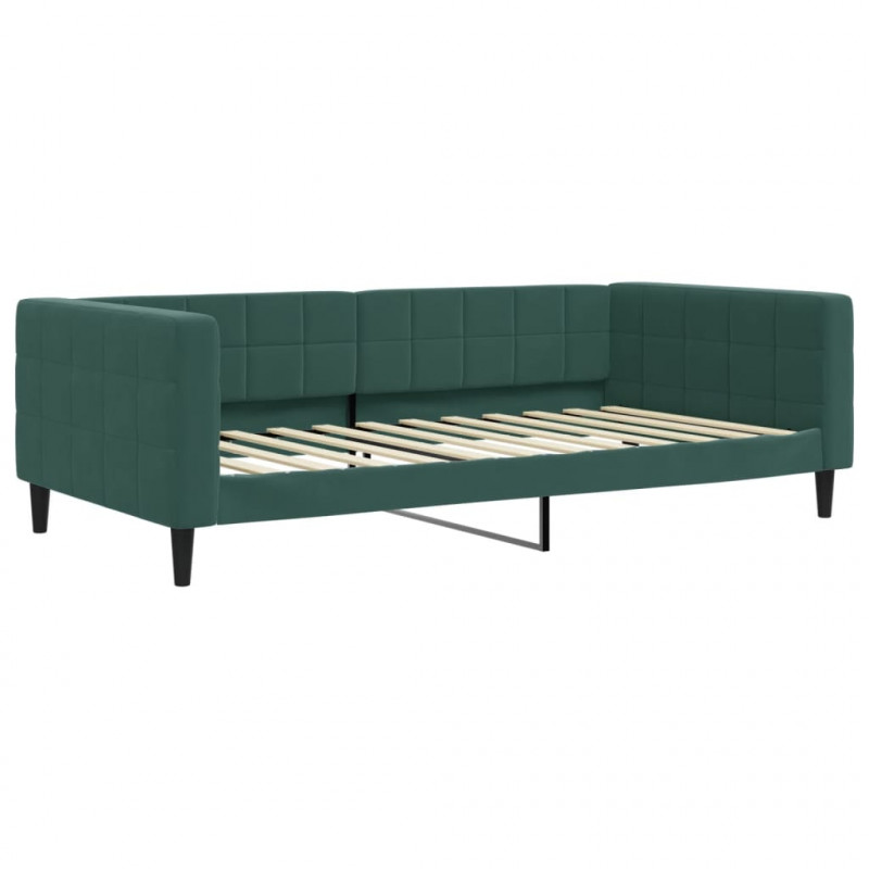 Sofa z funkcją spania, ciemnozielona, 100x200 cm, aksamitna