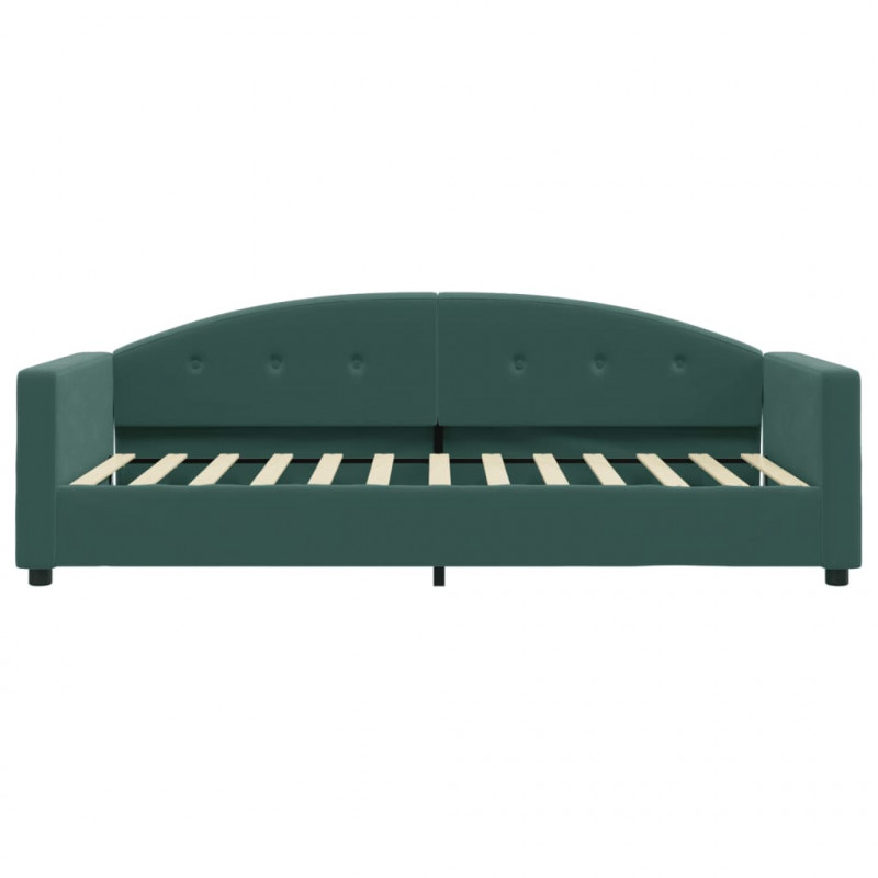 Sofa z funkcją spania, ciemnozielona, 90x200 cm, aksamitna