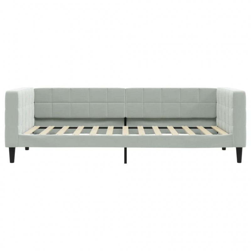 Sofa z funkcją spania, jasnoszara, 90x200 cm, obita aksamitem