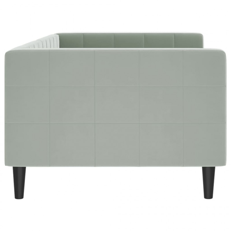 Sofa z funkcją spania, jasnoszara, 90x200 cm, obita aksamitem