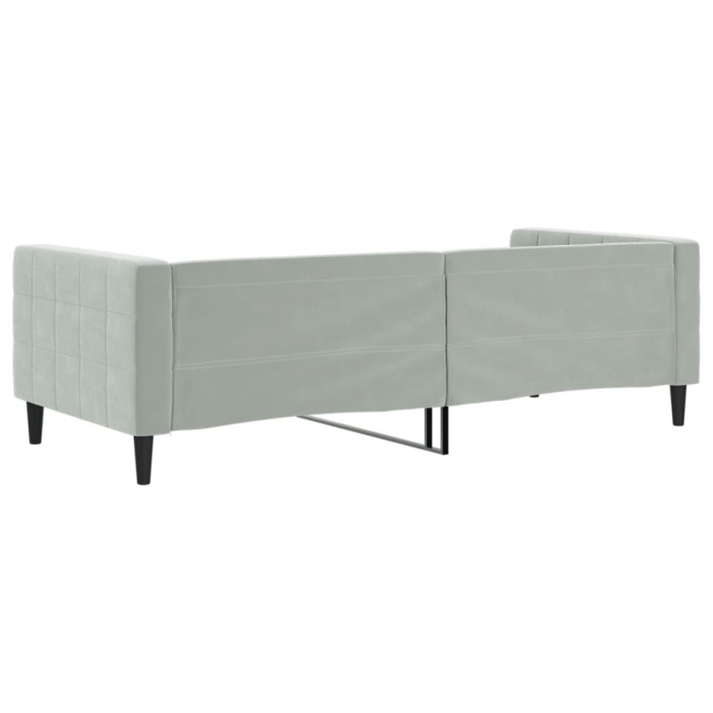 Sofa z funkcją spania, jasnoszara, 90x200 cm, obita aksamitem
