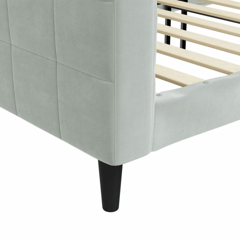 Sofa z funkcją spania, jasnoszara, 90x200 cm, obita aksamitem
