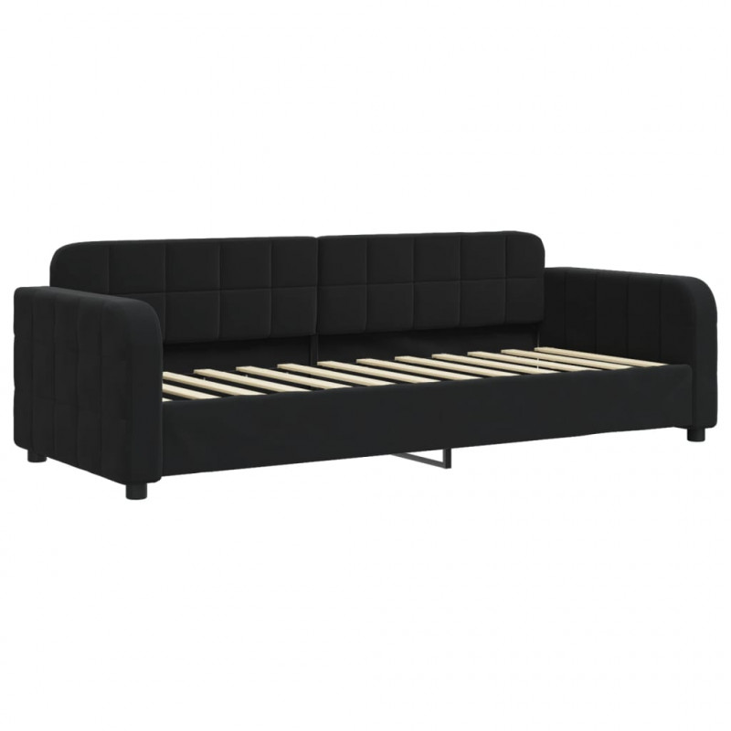 Sofa z funkcją spania, czarna, 80x200 cm, obita aksamitem