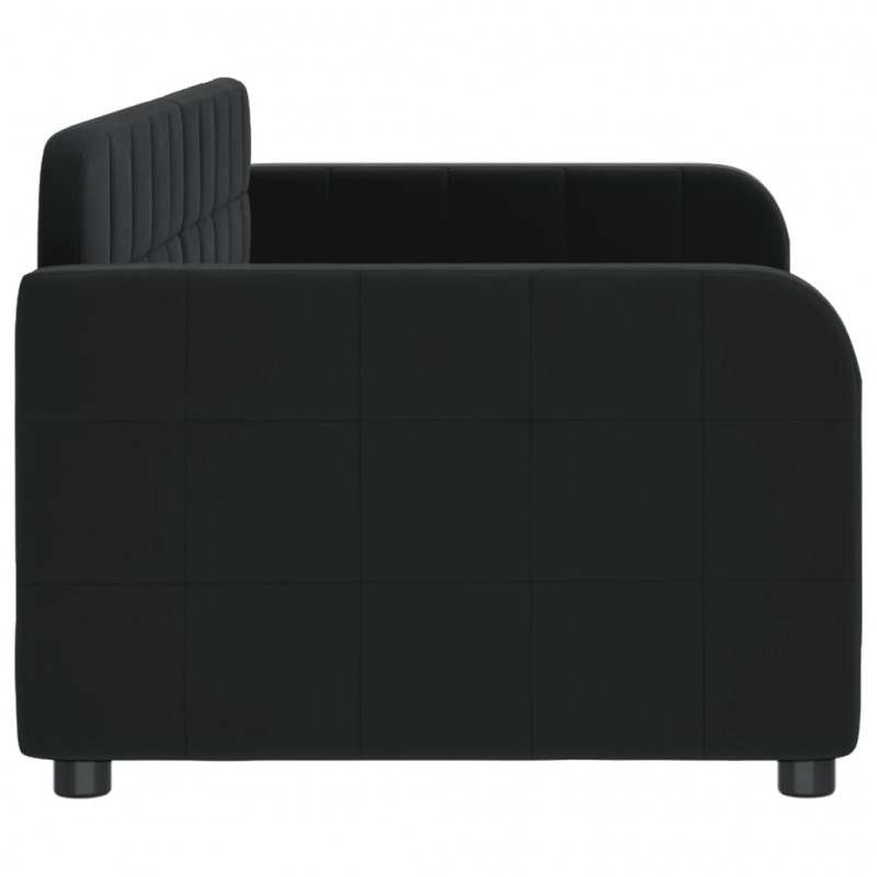Sofa z funkcją spania, czarna, 80x200 cm, obita aksamitem