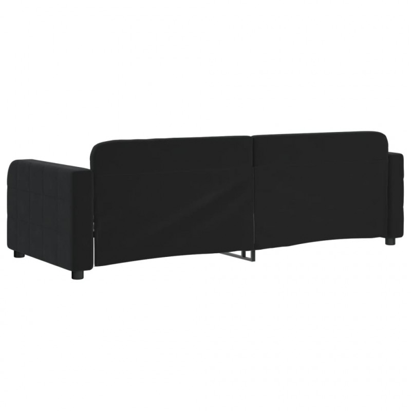 Sofa z funkcją spania, czarna, 80x200 cm, obita aksamitem