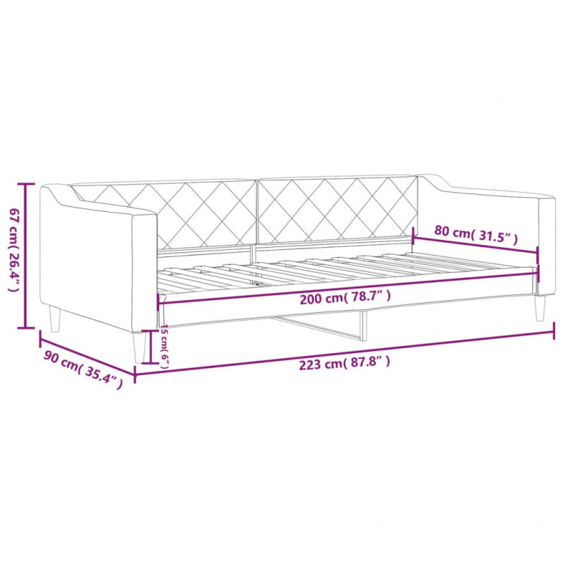 Sofa z funkcją spania, kolor taupe, 80x200 cm, obite tkaniną