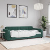 Sofa z funkcją spania, ciemnozielona, 90x200 cm, aksamitna