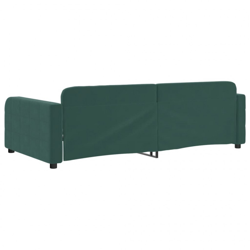 Sofa z funkcją spania, ciemnozielona, 90x200 cm, aksamitna
