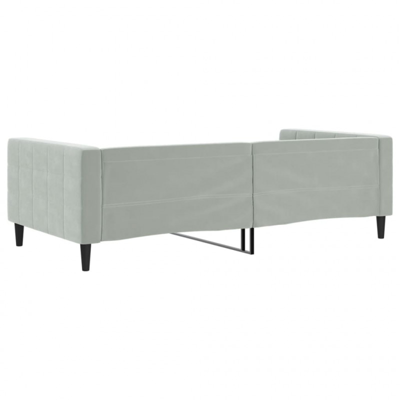 Sofa z funkcją spania, jasnoszara, 100x200 cm, obita aksamitem