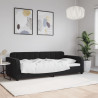 Sofa z funkcją spania, czarna, 90x200 cm, obita aksamitem