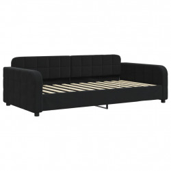 Sofa z funkcją spania, czarna, 90x200 cm, obita aksamitem
