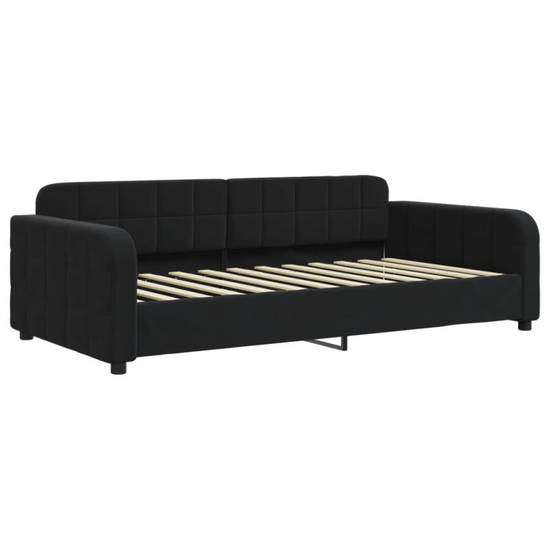 Sofa z funkcją spania, czarna, 90x200 cm, obita aksamitem