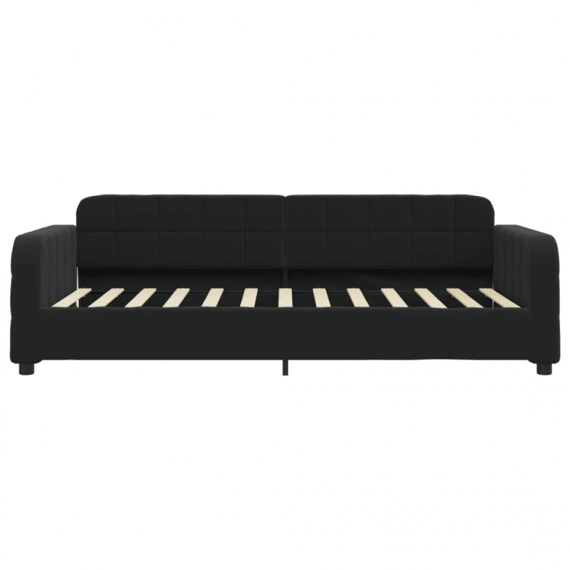 Sofa z funkcją spania, czarna, 90x200 cm, obita aksamitem